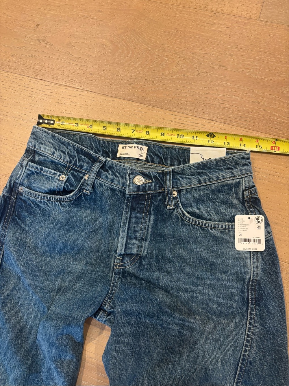 Free People We The Free Fable Low Rise Twisted Bowed Jeans 26 Heartsong NWT - Picture 13 of 16